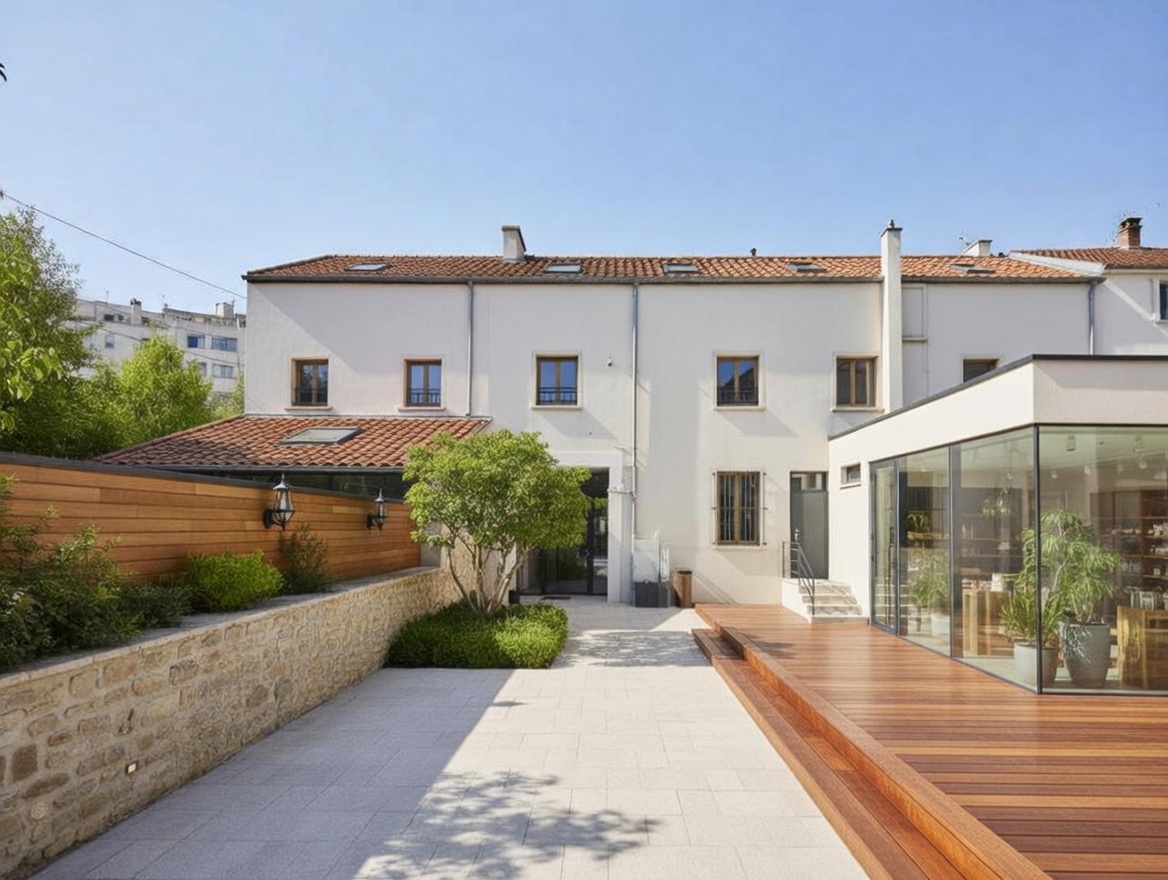 extension carrée avec terrasse